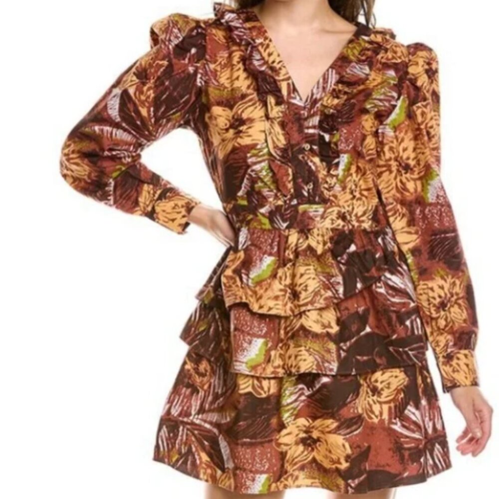 NWT Walter Baker Josephina Dress Tropical Ruffle Mini-Island Chic-Size 12 - Picture 4 of 9